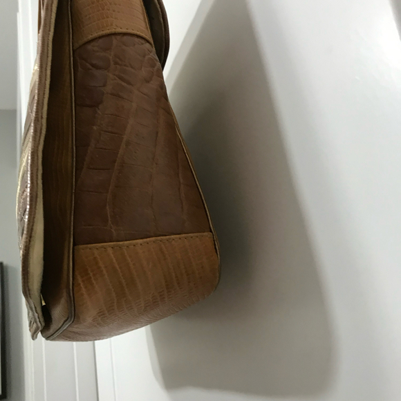 Sharif Vintage Leather Multi-Textured Striped Crossbody EUC - Picture 4 of 12